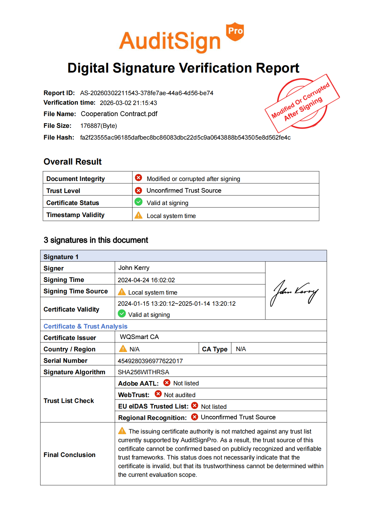 Verification report view 2